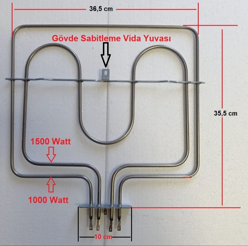 Esty ankastre fırın üst rezistansı çift borulu 36,5x35,5 cm 1000+1500 watt