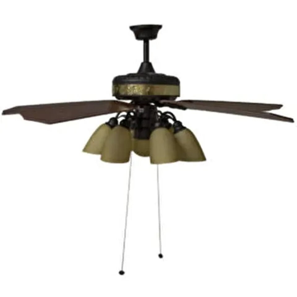 Asnorm Pihu avizeli tavan vantilatörü siyah gövde kahverengi kanat detay