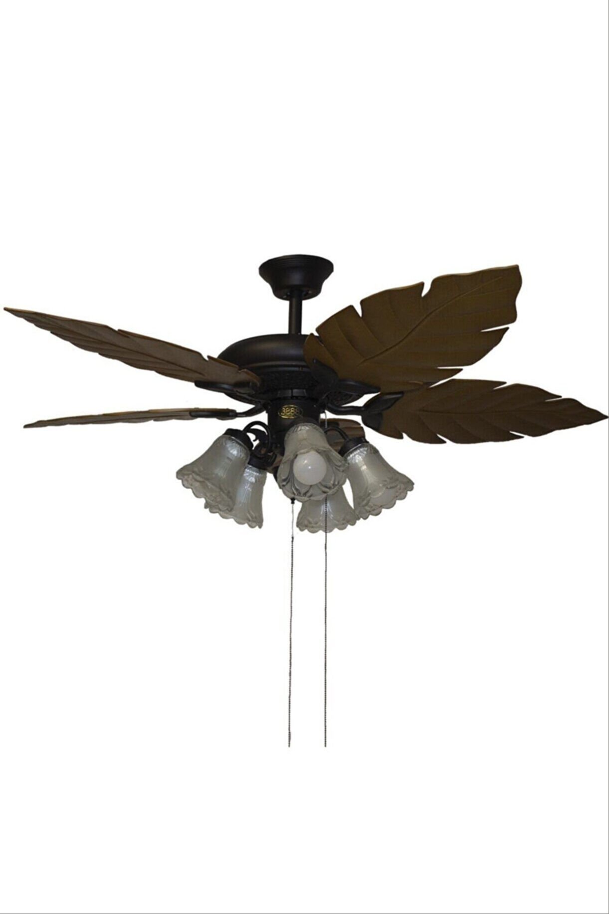 Yaprak avizeli tavan vantilatörü F600 132 cm ceviz desenli 5 kanatlı model