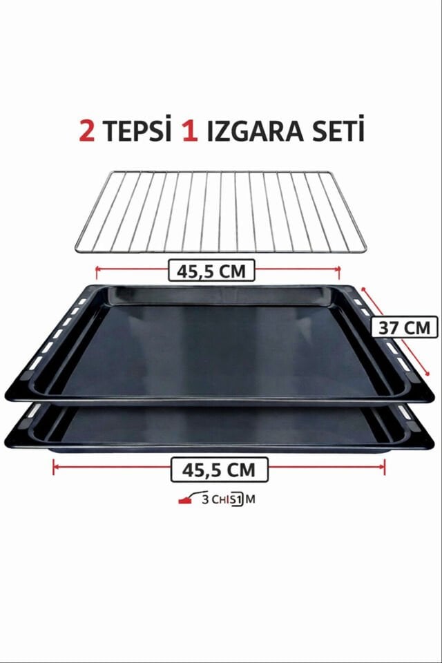 Goodwest ankastre fırın için uyumlu 2 tepsi 1 ızgara iç set ölçü teyitli gönderim